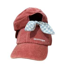 GORRA LAZO ROJA cuadritos vichy celeste